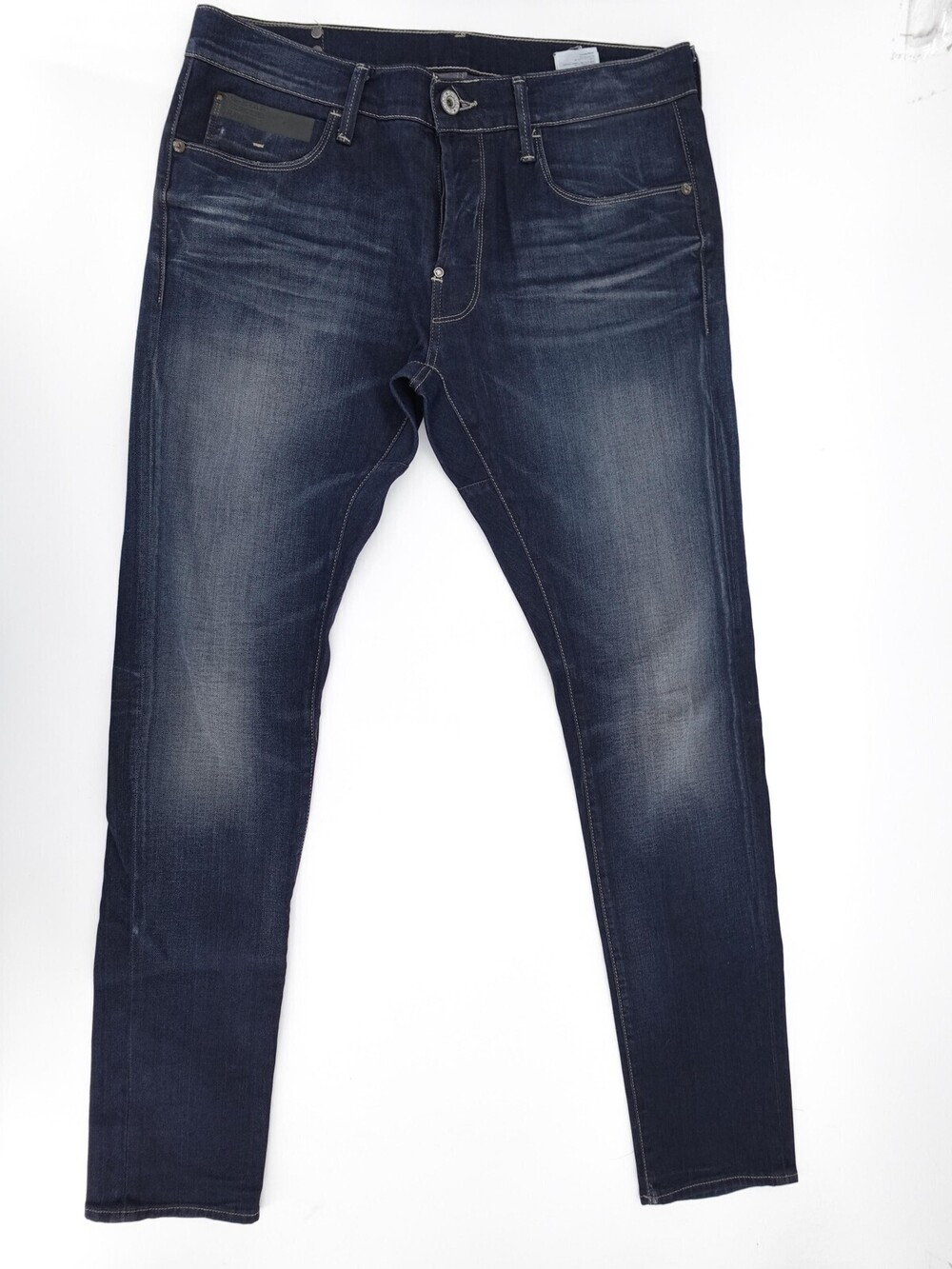 G-Star Jeans Mens 34 Blue Raw Denim Blades Slim Tapered Slide Buckle Distressed